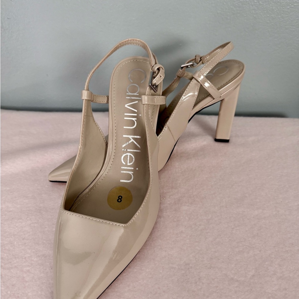 Calvin Klein Collection Beige Patent Heels